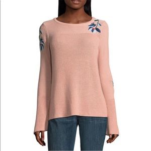 NWT St John’s Bay L/S Pullover Embroidered Sweater